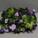 Floweroyal 2 Pack Artificial Flower Garlands 15.8FT Fake Rose Vines Silk Flowers Hanging Rose Ivy for Wedding Arch Party Home Garden Wall Decor (Purple)