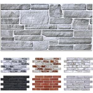 Commomy 12pcs Faux Stone 3D Wall Panels Peel and Stick - 22.8" x 11.8" Thin & UrltraLight Stone Textured Wall Panel for Interior Tile Kitchen, Bedroom,Living Room,TV Background,RV (Covers 22.48 sq.ft)