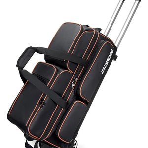 3 Ball Bowling Bags with Wheels, Bowling Bags 3 Ball Roller - 900D Oxford Waterproof PU, Bowling Bag with Multi-Separate Storage Pockets & Retractable Handle Extends to 40''