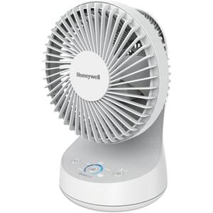 Honeywell QuietSet 5 Oscillating Table Fan, White Personal and Small Room Fan with Quiet Operation and 5 Levels of Power and Sound