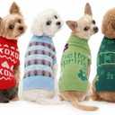 Sunnymove 4 Pack Easter Dog Sweater Dog Spring Outfit Small Cat Knit Sweaters, Seasonal Pet Clothes for Easter, Spring(Large)