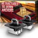 Tie Down Anchors Retractable Truck Bed Top Side D Ring All Metal Compatible with 1995-2018 Ram 1500 2500 3500, NOT for 2019+ Models, 3000 LBS Capacity of 2 (2 Pieces/Set)