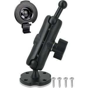 VAUBORTTI Aluminum GPS Mount with [17mm to 25mm Dual Ball Adapter], Fits Garmin GPS & Phone Holder, Replacement for Suction Cup Windshield Mount, Heavy-Duty Drill Base, Arm with 1" Ball Joint