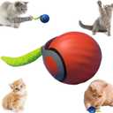 3 x Smart Interactive Cat Toy,2025 New Generation Interactive Cats Toys,Interactive Cat Toys for Indoor C at Ball,Automatic Moving Cats Toy Ball with Tail (Orange)