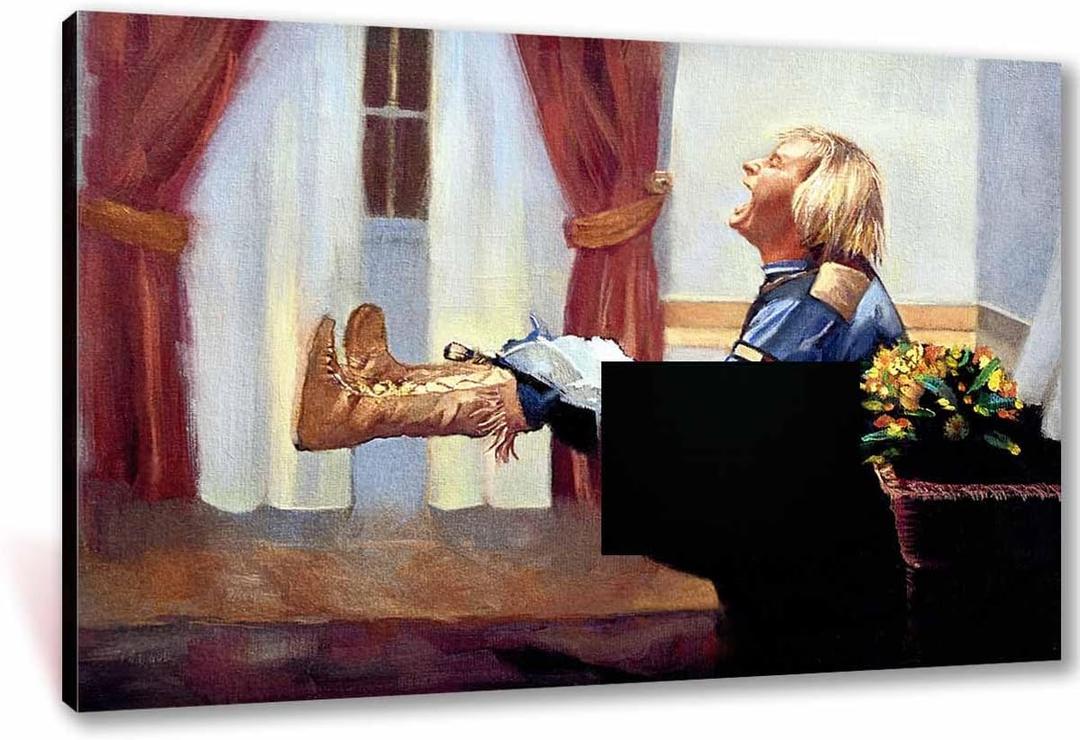 Dumb and Dumber Bathroom Art-Funny Movie Poster Canvas Print Wall Art Decor-Harry on The Toilet Humor Picture Decoration (16"L x 12"W)