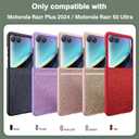 Ninki Glitter Leather Case for Motorola Razr Plus 2024, Flip Phone Case with Screen Protector - Rose Gold