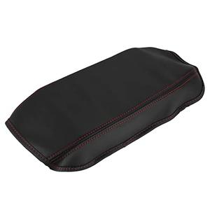 X AUTOHAUX Microfiber Leather Auto Armrest Protective Cover Pad for Honda Civic 2006 2007 2008 2009 2010 2011 Black Leather with Red Stitching