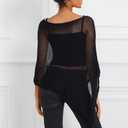 Women Sheer Poncho Top Knit Crochet Lightweight See Through Shawl Summer Shrug Beach Cover Up (Black, M)