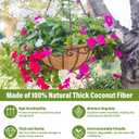 Legigo 3 Pack 12 Inch Metal Hanging Baskets for Plants Outdoor- Round Wire Hanging Planters Basket with Coconut Coir Liner, Hanging Flower Pot for Outdoor Plants Flowers Garden Decorations