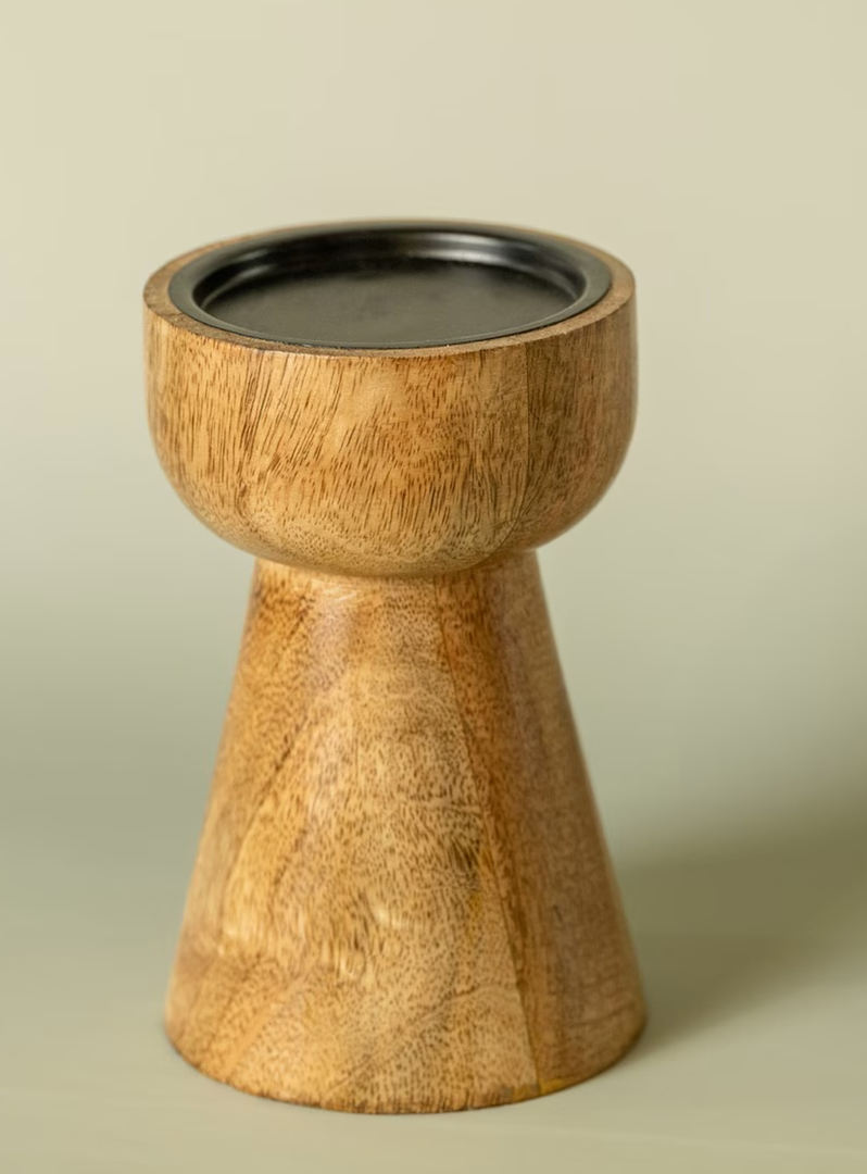 NEXT Pillar Candle Holders Shabby Chic Retro Wood Candlestick Sticks BABY PINK