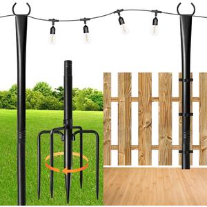 MuliVid 2 Pack 10FT Lighting Hanging Pole for Outside, Waterproof Hardened Metal Outdoor String Light Poles for Patio, Garden, Bistro, Wedding, Parties