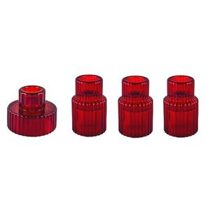 Vintage Red Candlestick Holders for Christmas Decorations, 4 Pieces