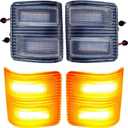 Side Mirror Marker Light Compatible with 2008 2009 2010 2011 2012 2013 2014 2015 2016 Ford F250 F350 F450 Super Duty, Clear Lens Amber LED Switchback Side Mirror Turn Signal Light Accessories