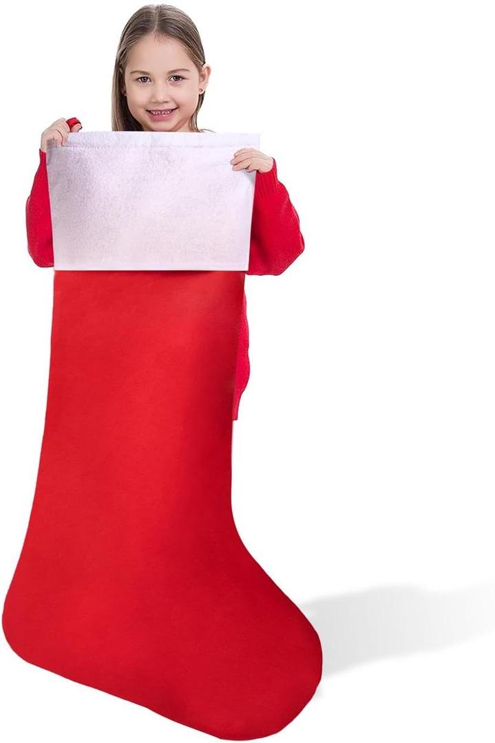 JOYIN 43" Jumbo Christmas Stockings, Soft Giant Xmas Decor, Personalized Red Christmas Felt Stockings for Kids Adults Family Xmas Party Decorations Gifts