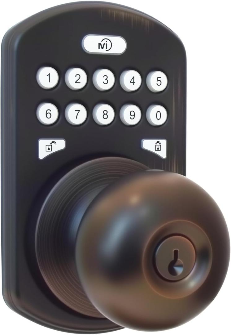 Keyless Entry Door Lock, Digital Door Knob with Keypad Electronic Smart Locks with 15 User Codes for Bedroom Front Doors, One-Touch Locking, Easy Installation (Oil Rubbed Bronze)