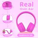 MIDOLA Kids Headphones Bluetooth 5.4 Wireless 68H Play Time Volume Limit 85/94dB Over-Ear Foldable Headset,Type-C Fast Charging, Wired Aux Mic for Toddler Child Pad Tablet Rose Red
