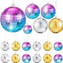 Leitee 25 Pcs Disco Balls Ornament Mini Reflective Disco Ball Party Hanging Decorations with Lanyard for Dance Music Party Decoration, 2 Inch 3.14 Inch 4 Inch
