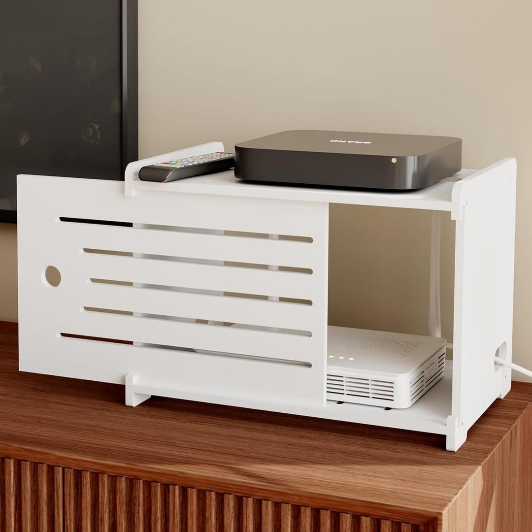 Wooden WiFi Router Storage Box Hider Shelf, Decorative Projector Box Hider Rack Countertop, for Cable, Modem, Internet, Router Power Cover Storage Organizer Cabinet Wall Mounted, Solid Wood
