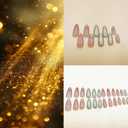Press on Nails with Designs, Fake Nails Medium Long, 5 Packs (120 Pcs), French Tip Soft Gel Nails, Almond, Frosted, Bright-Diamond, Leopard-Print, Personal Fashion, Glue on Nails Kit