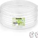 Clear Vinyl Tubing - 1/2" ID 5/8" OD, 50 Ft, 60PSI, Flexible Plastic, BPA Free, Reinforced, With 2 Screw Clamps