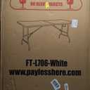 FDW 6FT Folding Table, Portable Fold-in-Half Plastic Picnic Party Table with Carrying Handle (White