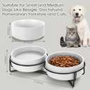 Ceramic Dog and Cat Bowl Set with Stand, 1.7 Cups Dog Food and Water Bowl Suitable for Small and Medium Pets (13.5oz White)