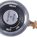 GasSaf Propane Gas Grill Control Valve Table Top Regulator with a 1"-20 Female Throwaway Cylinder Thread Inlet and an Orifice Outlet.