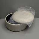 Adjustable Vanity Stool with Storage, 360 Swivel Vanity Chair, Velvet Small Round Ottoman Footrest for Bathroom, Makeup Room, Beige (Silver Base)