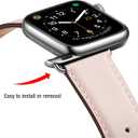 Leather Bands Compatible with Apple Watch Band 38mm 40mm 41mm 42mm(Series 11/10), Genuine Leather Wristband Starp for iWatch SE Series 11 10 9 8 7 6 5 4 3 2 1 Ultra for Women Men
