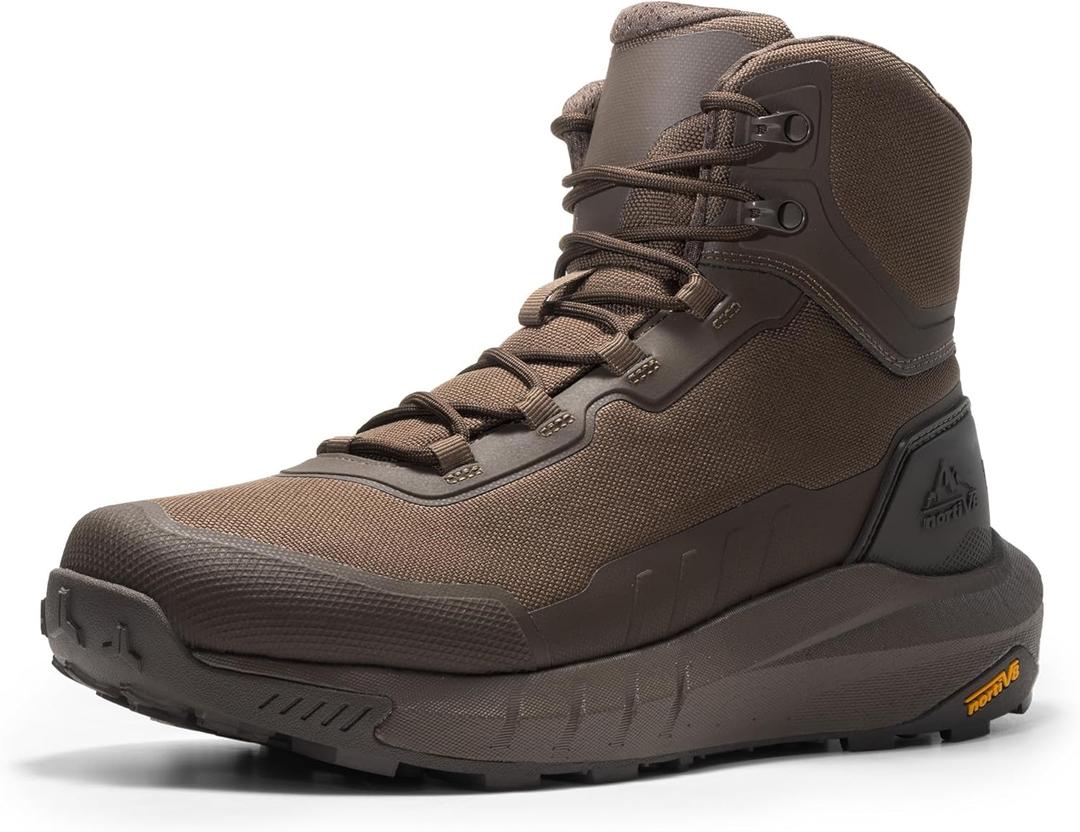 NORTIV 8 Men's Tactical Hiking Lightweight Cushion Sole for Work All Day Side Zipper Motorcycle Combat Military Boot Arch Support 8 Inches Terrascope (9.5 Wide, Dark Brown)