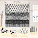 2 Tier Stuffed Animal Storage Shelf Net, 35x30'' Large Plushie Net w/ 2.4/1'' Dense Mesh for Mini Medium Stuffy Teddy, Black Boho Macrame Toy Holder Display w/ Lights&Clips for Nursery Kid Girl Boy, Large-2 Tier-35'' Width