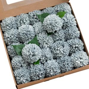 Ling's Moment Dusty Blue Dahlia Foam Artificial Flowers Real Touch Faux Fake Flower for Home Decor Graduation Baby Shower Decorations Outdoors Party Favors Wedding Centerpieces Arrangements 25pcs