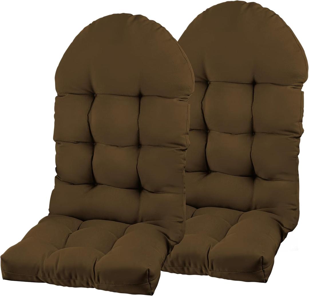 Adirondack Chair Cushion, Rocking Chair Cushion 44x19.4x4 inch, High Back Patio Cushions of Upper and Lower with Ties, Sunscreen and Fade-Resistant (Brown, 2)