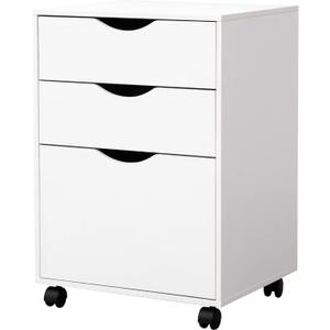 QDSSDECO 3 Drawer Mobile File Cabinet, Rolling Vertical Filing Cabinet fits A4, Legal Paper and Letter Paper for Home Office, White (26"x18.3"x15.6")