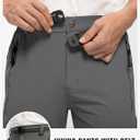 TBMPOY Men's Lightweight Hiking Pants with Belt 5 Zip Pockets Waterproof Quick-Dry Travel Fishing Work Outdoor Pants, Medium 