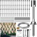 Wire Trellis for Climbing Plants Outdoor, 30-Set Wall Wire Trellis Kit with 5/64"(2mm) x 150ft Stainless Steel Cable, T316 Espalier System for Fence and Garden DIY Projects