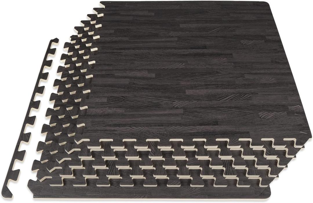 ProsourceFit Wood Grain Puzzle Mat -inch, 6 EVA Foam Interlocking Floor Tiles (24 Sq Ft) for Secure Indoor Room Workout Flooring and Playmat