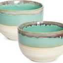 Bosmarlin Ceramic Jumbo Coffee Mug Set of 2, 23 Oz, Large Mug Soup Bowls with Handles, Dishwasher and Microwave Safe (Green)
