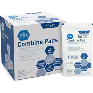 MED PRIDE Sterile Abdominal- ABD Combine Pads| 40-Pack, 5 x 9 Inches| Extra Absorbent & Thick, Individually Wrapped Wound Dressing, First Aid Pads| Surgical-Grade, Nonstick- for Heavy Leakage, Post Op