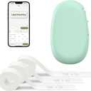 SUPVAN E10 Bluetooth Label Maker Machine with 3 Tapes, Continuous Waterproof Label, Versatile App with 35 Fonts and 1k+ Icons, Inkless Labeler for Home, Kitchen, School, Office Organization, Green