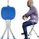 Honmido Portable Adjustable Folding Walking Cane with Seat Allows Durability While Walking and Convenience for Sitting, Alloy Crutch Chair, Anti-Slip Lightweight Walking Stick for Seniors (blue)