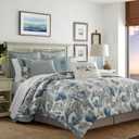 Tommy Bahama - California King Comforter Set, Soft Woven Bedding with Matching Pillowcases & Bed Skirt, Medium Weight for Year Round Comfort, 4 Piece Bed Set (Raw Coast Blue)