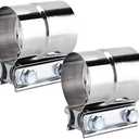DecoHongDi 2.5 Inch Exhaust Clamps 2 Packs,2 1/2in Lap Joint Band Clamp 304 Stainless Steel for Muffler Pipe Repair,Catalytic Converters