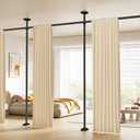 Room Divider Curtain Rod, No Drilling Wall Divider for Room Separation, 4-10ft(H) 28-171inch(W) Adjustable Heavy Duty Partition Space Separator Freestanding Tension Curtain Stand, Black