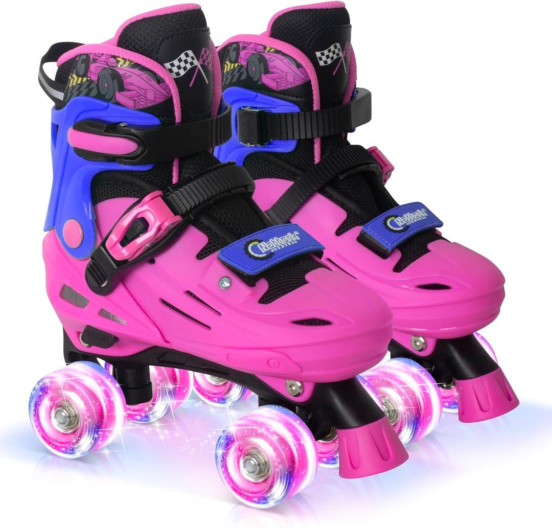 Nattork Adjustable Roller Skates for Kids Boys Girls- Teen Youth Age 4-16 - Cool Racing Car Indoor Outdoor Gift Idea for Birthdays Christmas, Size M