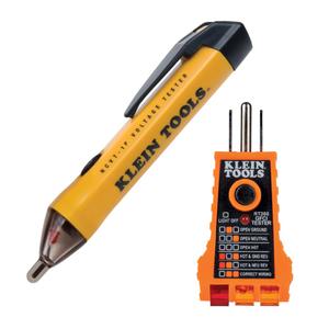 Klein Tools NCVT1PKIT Electrical Tester Kit with Non-Contact Low Voltage Test Pen, 50 to 1000V AC and GFCI Receptacle Tester, 2-Piece