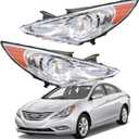 Headlights Headlamp Replacement for Sonata 2011-2014 Projector Headlight Clear Lens Amber Corner Pair Left and Right Side Replacement for HY2502159 HY2503159