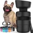 Lesotc Dog Water Bottle, Portable Water Dispenser with Travel Water Bowl, Leak Proof Pet Travel Squeeze Bottle, Puppy Essentials Dog Stuff Accessories for Outdoor Walking, Hiking, Camping (18 Ounces, Black)