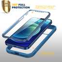 Diaclara Designed for iPhone 12 Mini Case, Full Body Rugged with Built-in Touch Sensitive Anti-Scratch Screen Protector, Soft TPU Bumper Case for iPhone 12 Mini 5.4" (Blue and Clear)