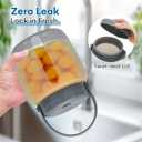 Airtight Silicone Food Storage Containers Set - Leakproof Food Canister Jars of 2 with Vent Lid,Handle for Outdoor,Safe Foldable Reusable,Salad Freezer Storage Container,Dishwash Micro Safe,Gray